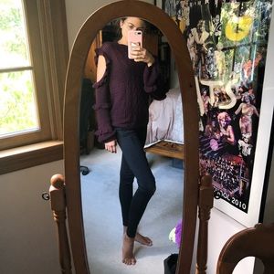 Maroon Express Sweater with cut-outs